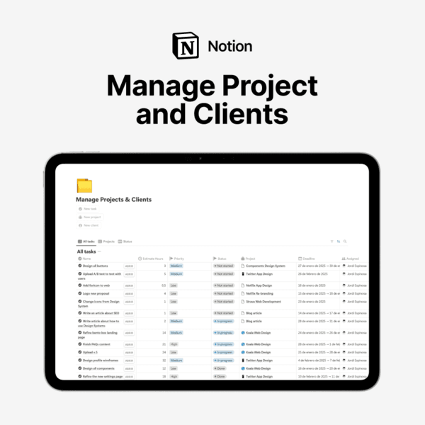 Manage Projects and Clients Template (Notion Template)