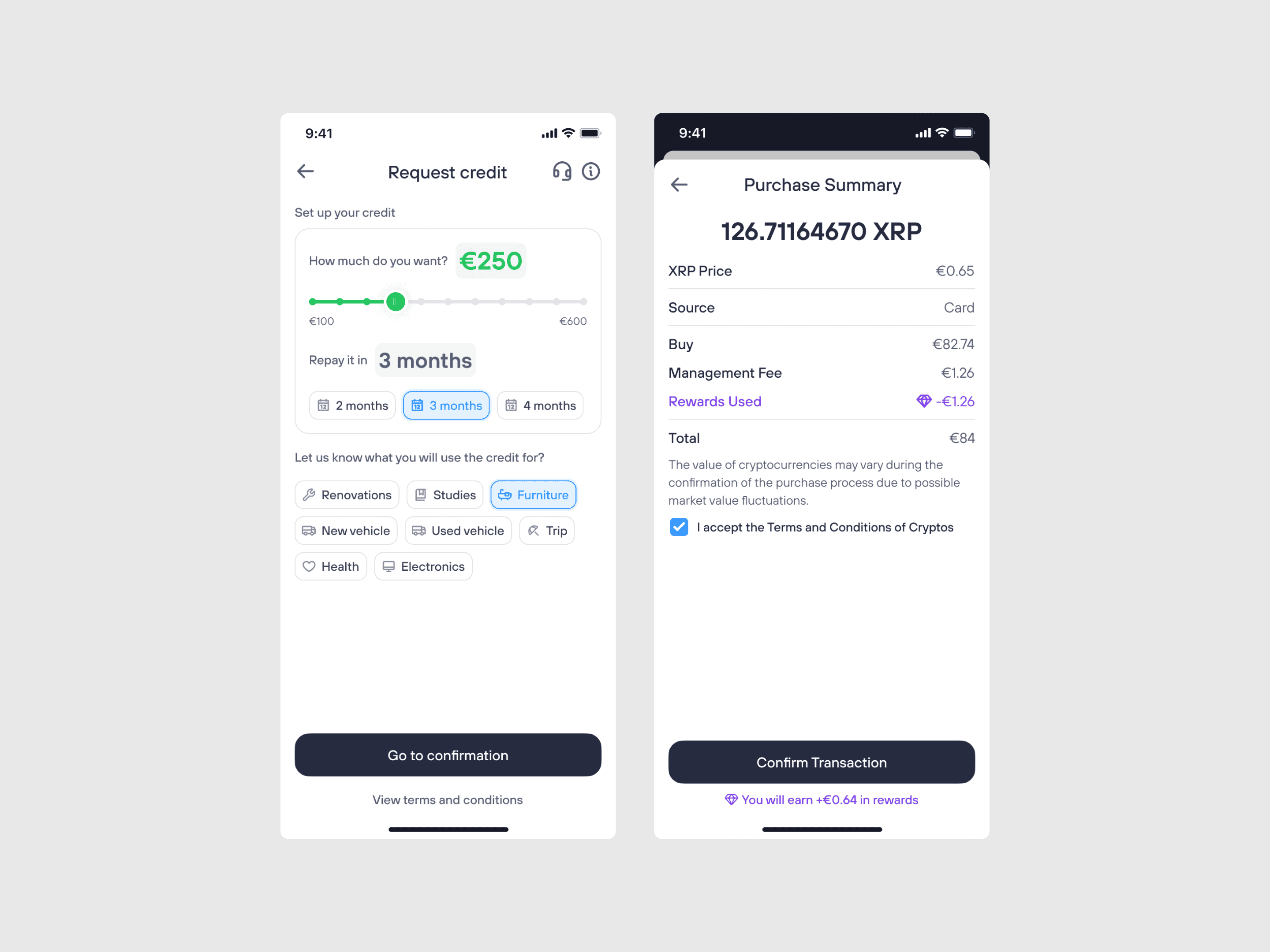 Goin app screens