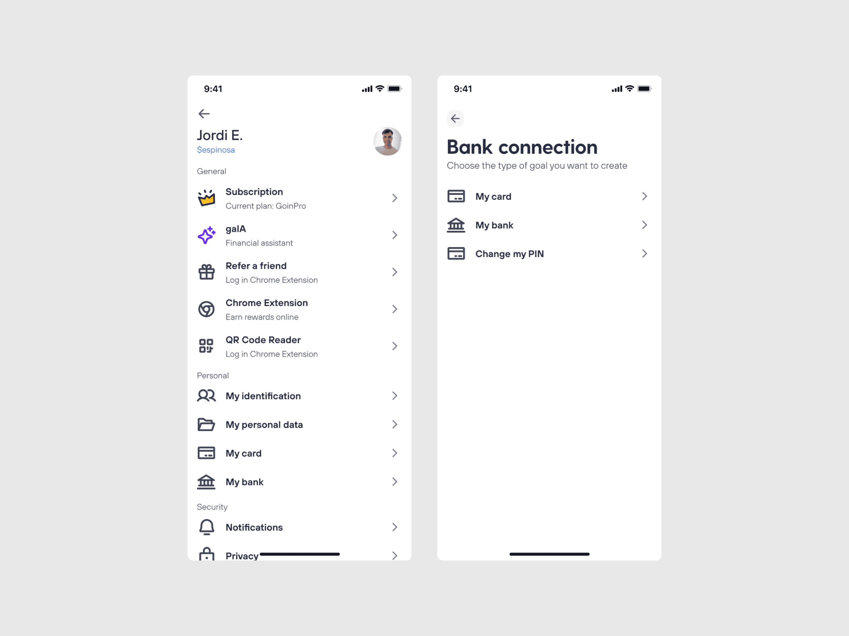 Goin app screens