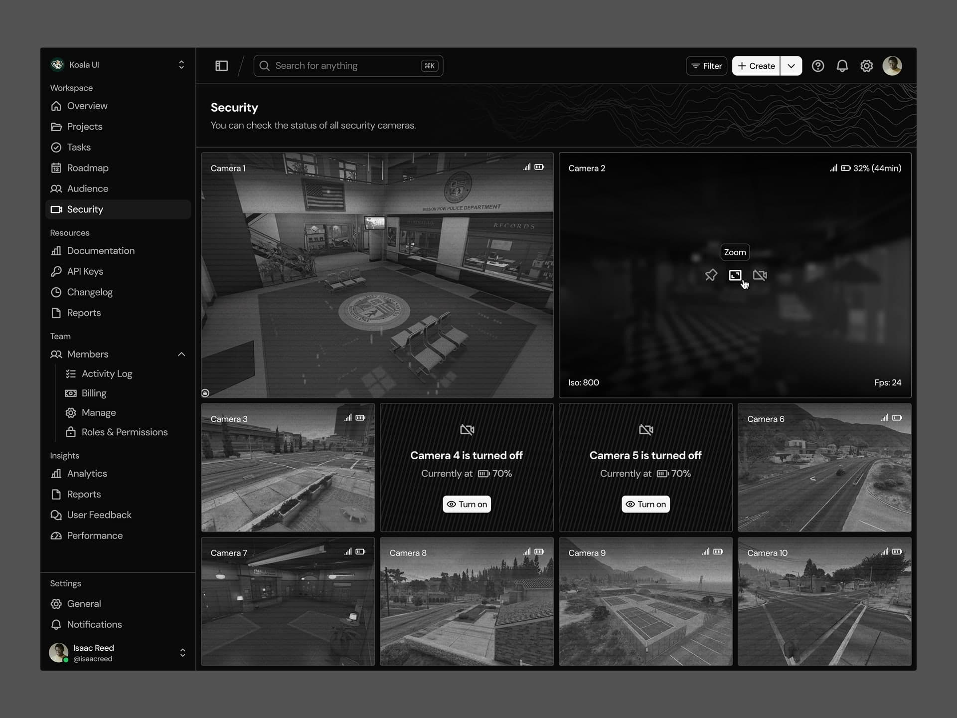 Live security cameras across the map